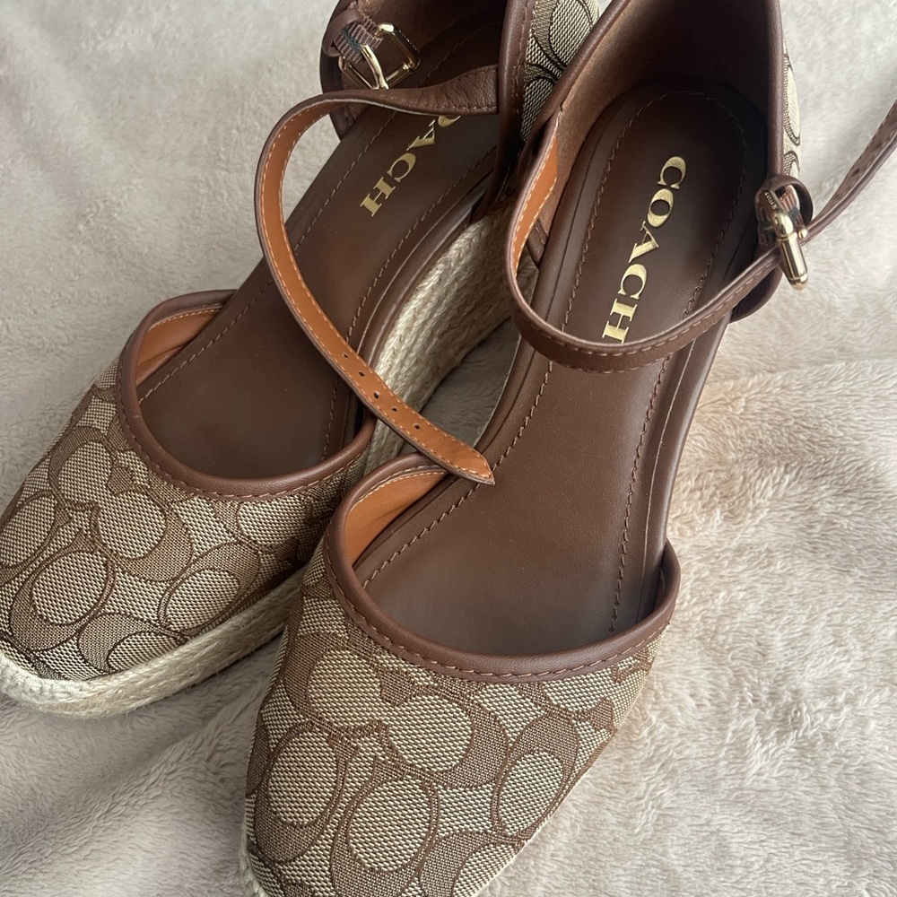 Coach Brown and Cream Platform Sandals - Picture 7 of 7